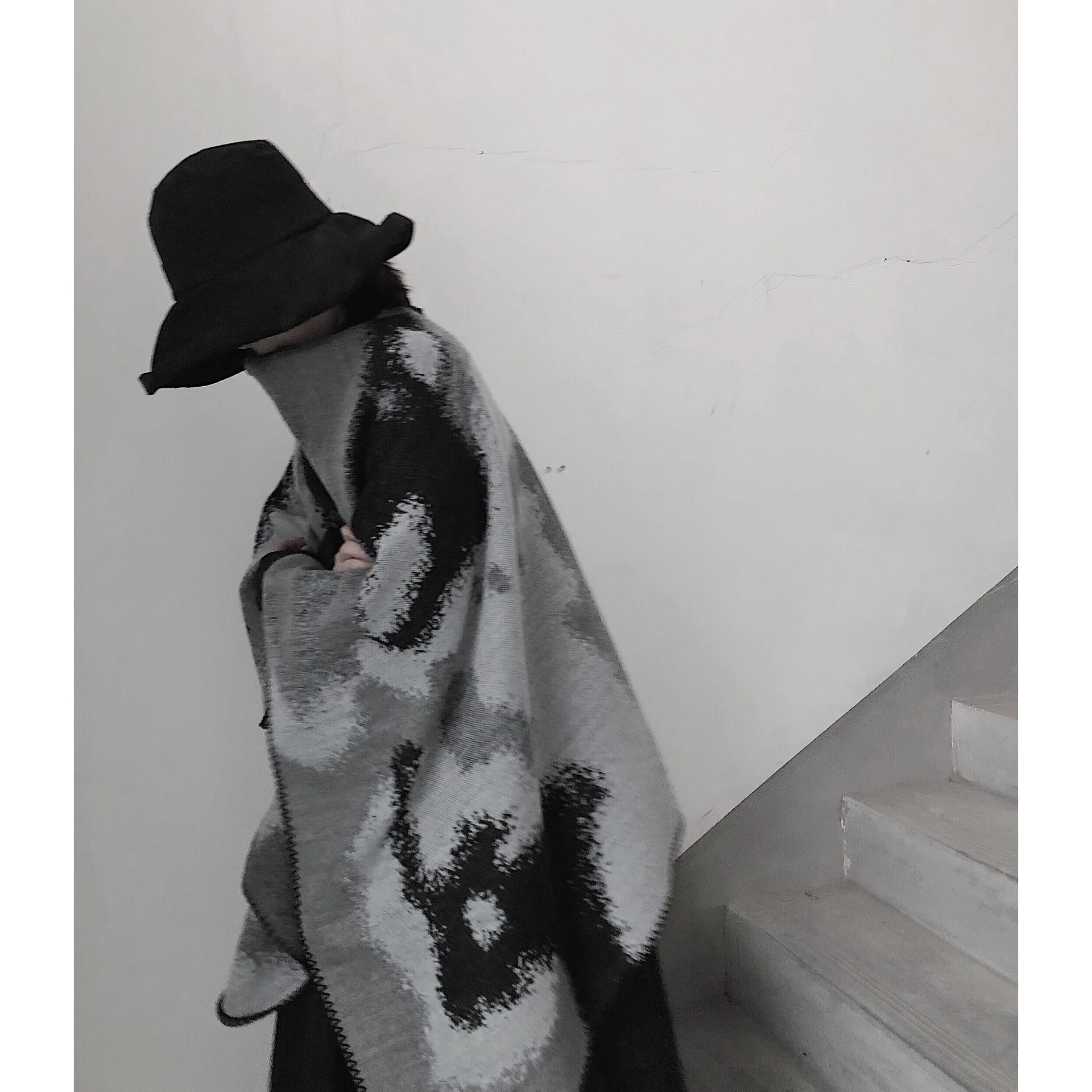 Outwear Coat Shawl Winter Poncho Scarf Warm Women Cape and Poncho Tie-dyed Blanket Cloak Poncho Cape