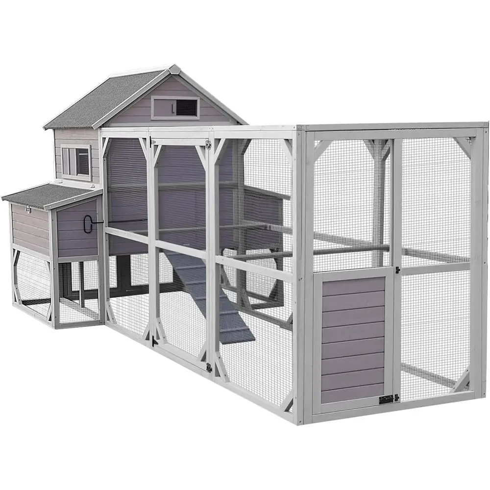 

137 L Hen House for 10-15 Chickens, 55t² Spacious Run, 6 Nesting Boxes, 6 Raised Perches