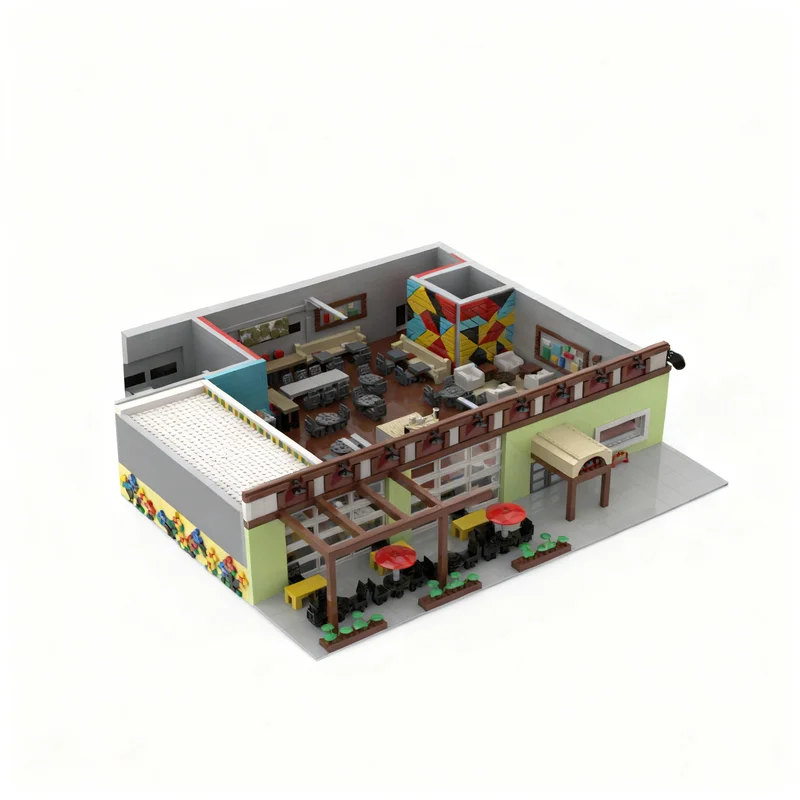 6314pcs MOC Garage Coffee Shop Model Building Blocks Toy Construction Christmas Gift Birthday Kids Creative Education Assemble