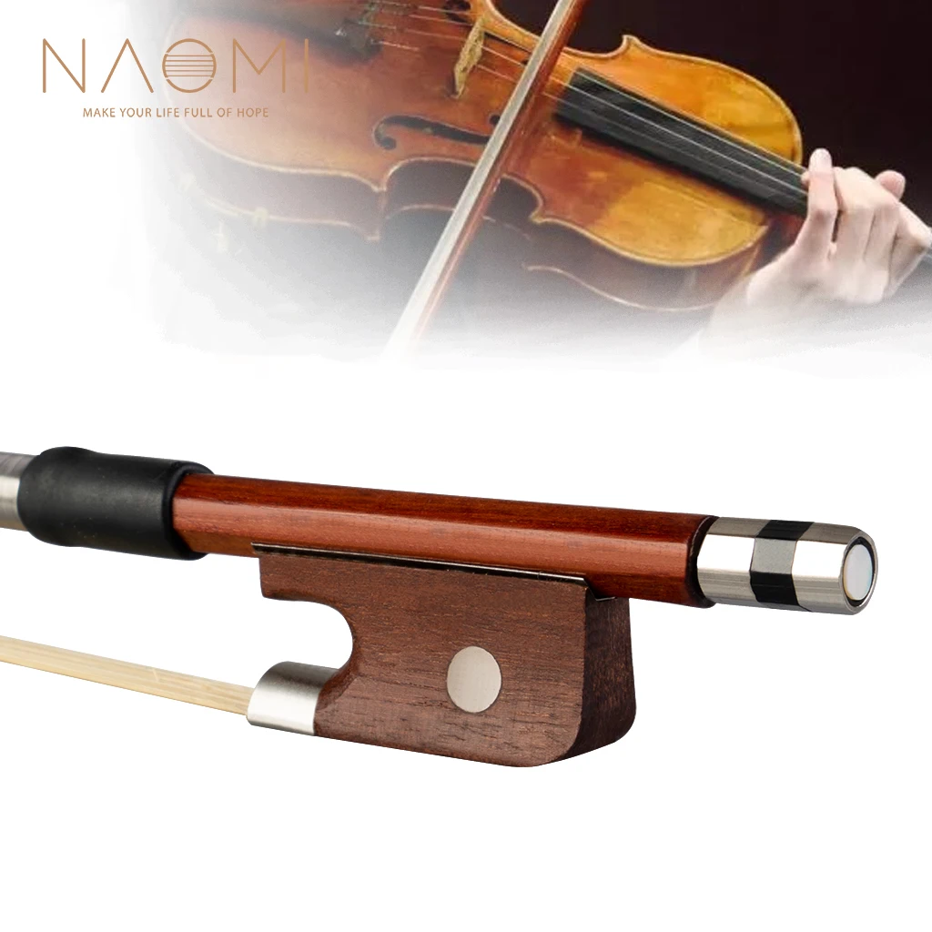 NAOMI Brazilwood Bow 16'' Size Viola Bow Round Stick White Mongolia Horsehair Student Bow Beginner Use