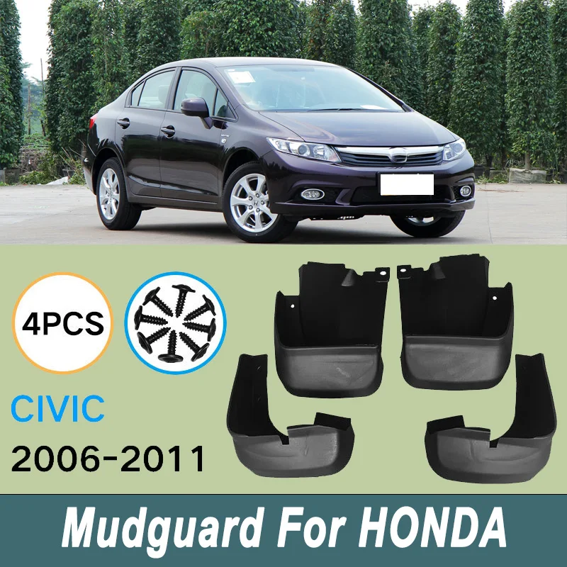 

For HONDA CIVIC 2006-2011 Automotive Tire Mudguard Waterproof Prevent Mud Splashing Car Mud Flaps Fender Trim 4pcs Accessories