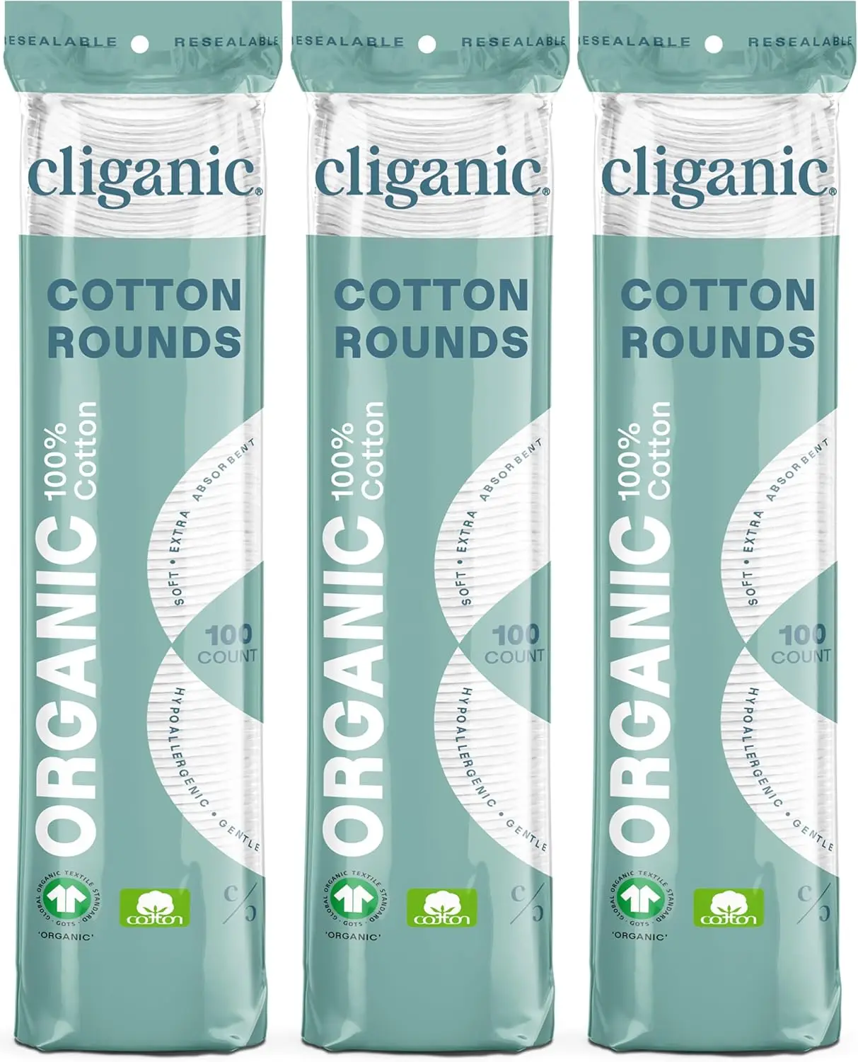 

Organic Cotton Rounds 300 Count Makeup Remover Pads Lint-Free Soft and Gentle for Face