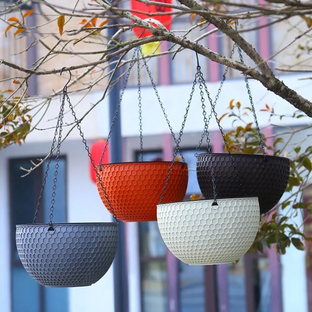 Plastic Imitation Weaving Flower Pot Self Absorbent Outdoor Hydroponic Flowerpot Honeycomb Pattern Garden Decoration
