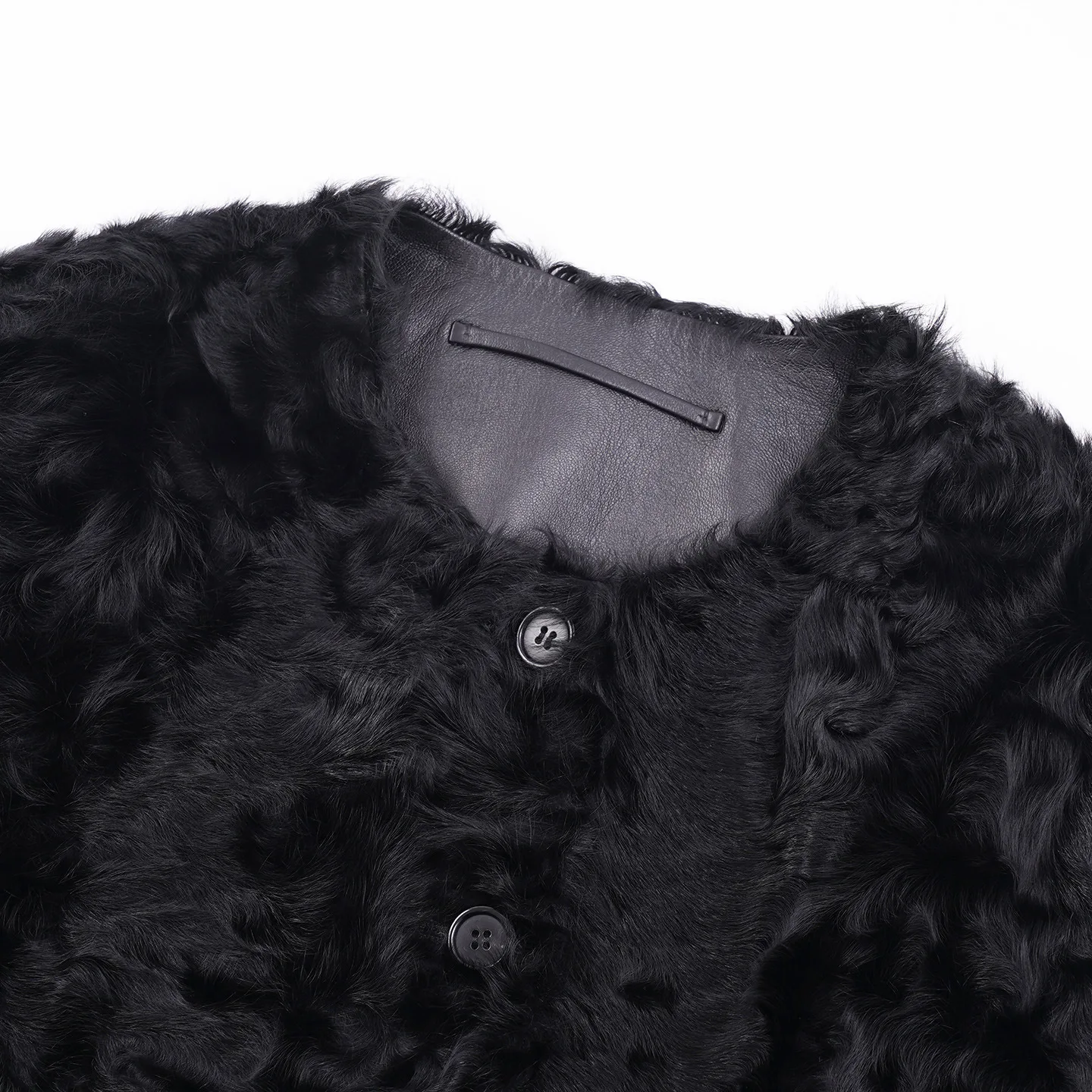 اختيار الخريف/الشتاء مصنوع يدويًا: معطف نسائي دافئ بأكمام طويلة من جلد الغنم والصوف #3