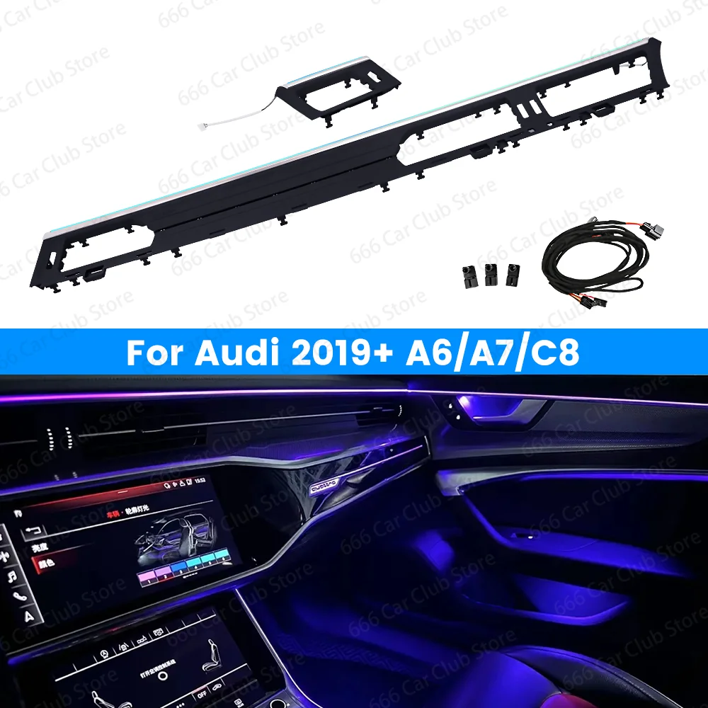

32 Color Car Instrument Desk Lamp For Audi A6 A7 C8 2019-2024 Car Central Control Console LED Decorative Light Refit Parts