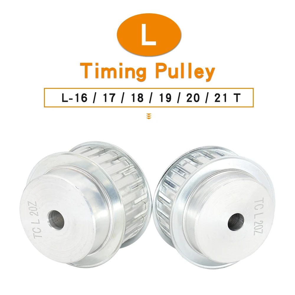 Alloy WheelS L-16T/17T/18T/19T/20T/21T Bore 8 mm Pitch 9.525 mm Belt Pulley No Postition Screw For Width 20/25 mm L Rubber Belt