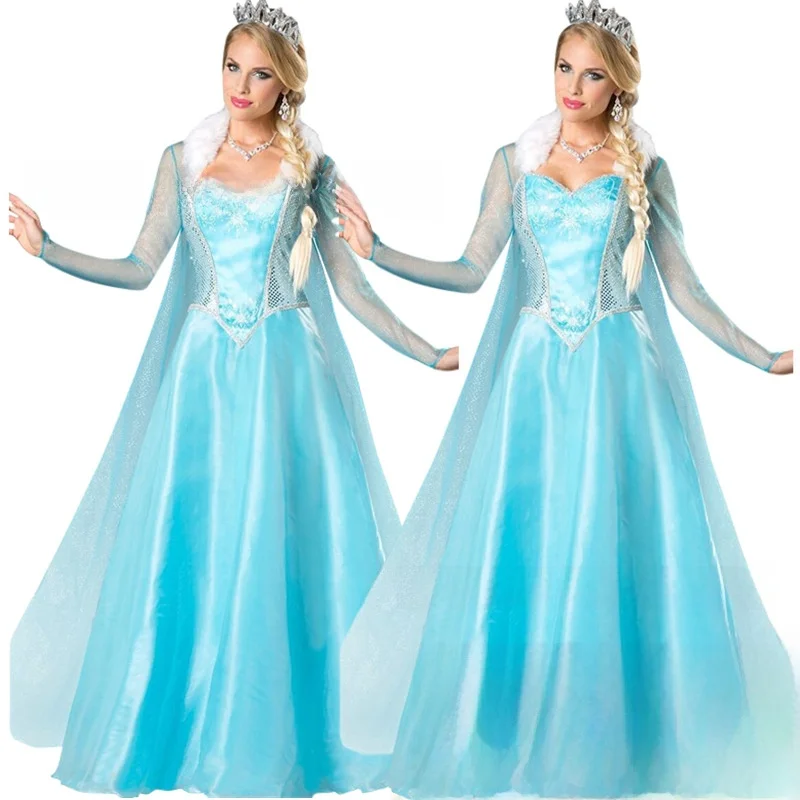 فستان أميرة للبالغين لحفلات الهالوين، زي تنكري لشخصية إلسا من فيلم فروزن، إنتاج صيني لموسم ربيع 2024 #1