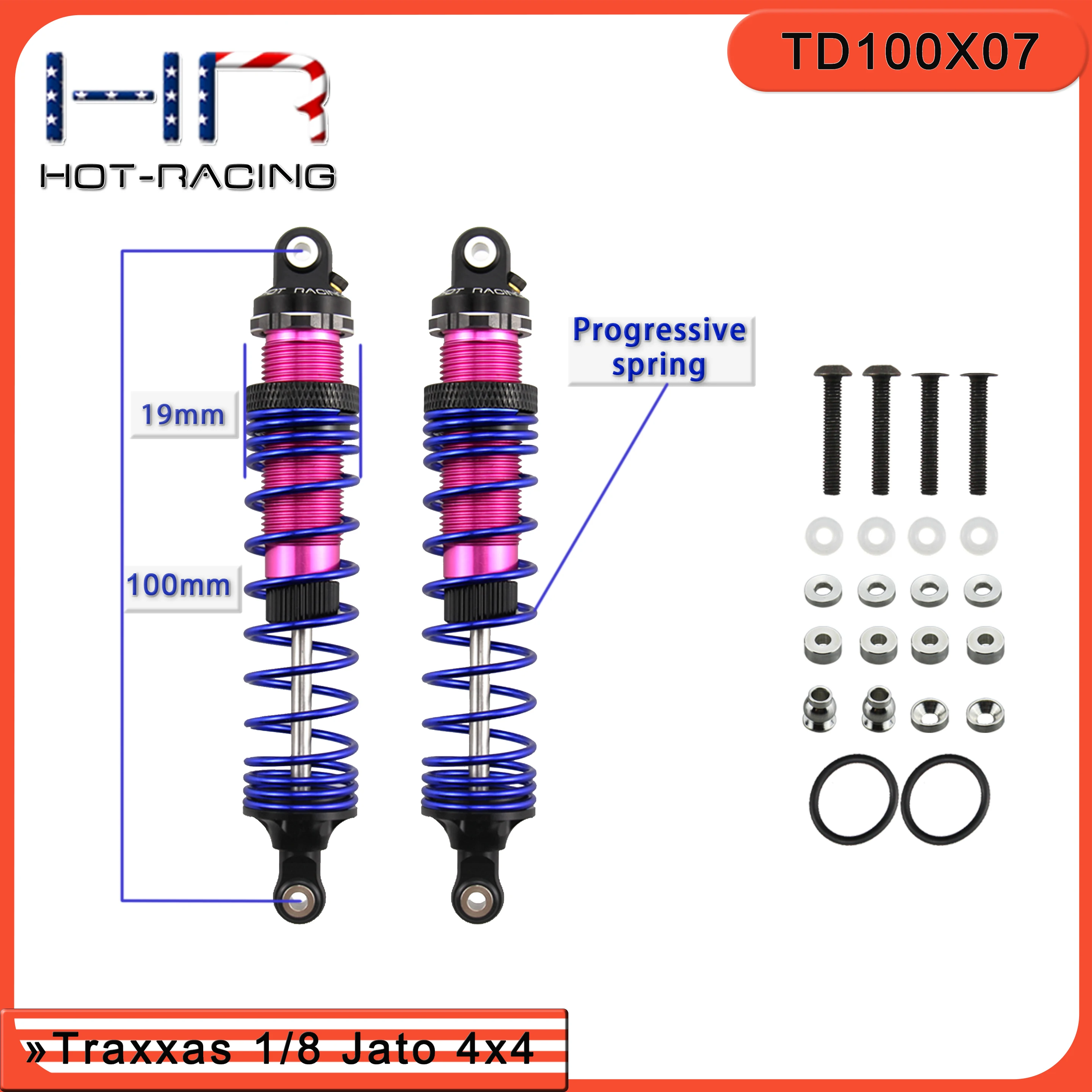 Hot Racing Traxxas 1/8 Jato 4x4 Aluminium Big Bore Stoßdämpfer 105mm/100mm