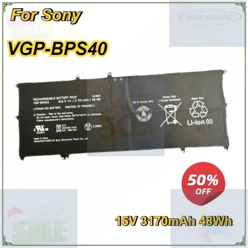 VGP-BPS40 Laptop Battery for Sony Vaio Flip 14A SVF14N SVF 15A SVF15N17CXB VGP-BPS40 15V 3170mAh 48Wh