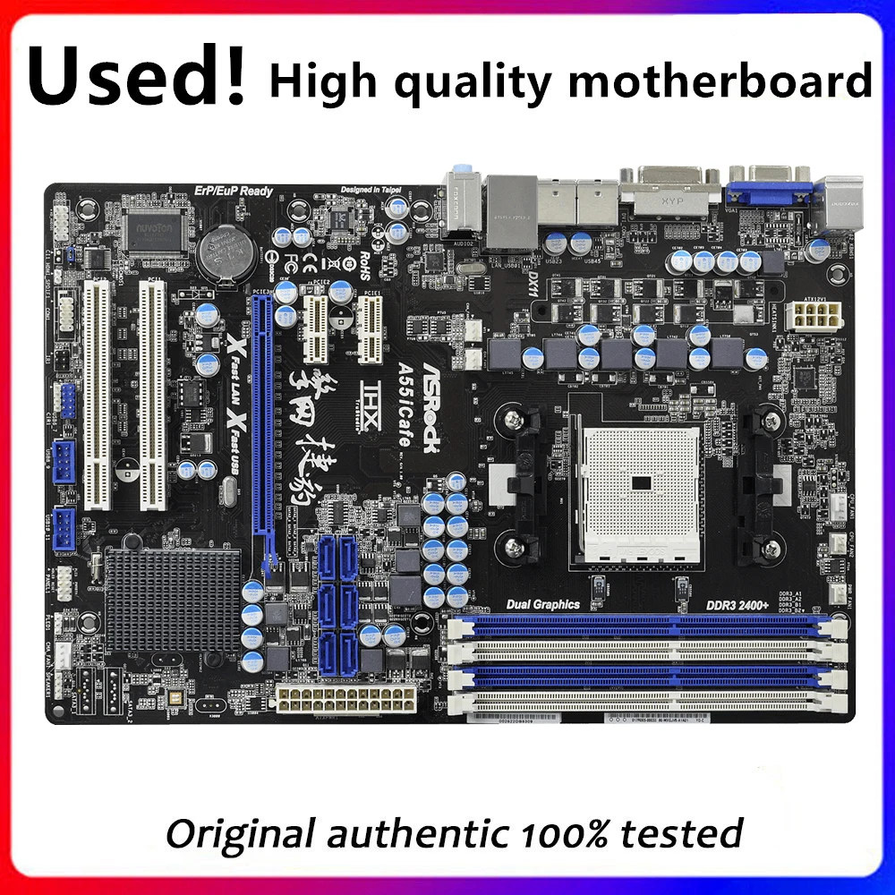 

For ASRock A55iCafe Motherboard Socket FM1 DDR3 For AMD A55M A55 Original Desktop Mainboard SATA II Used Mainboard