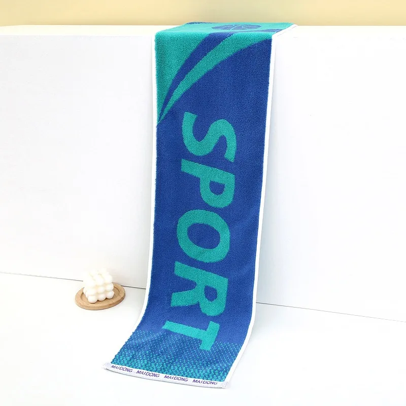 25*110cm Long Cotton Sports Towel Jacquard Woven, Absorbent Sweat Towel for Workout, Marathon, Basketball Training