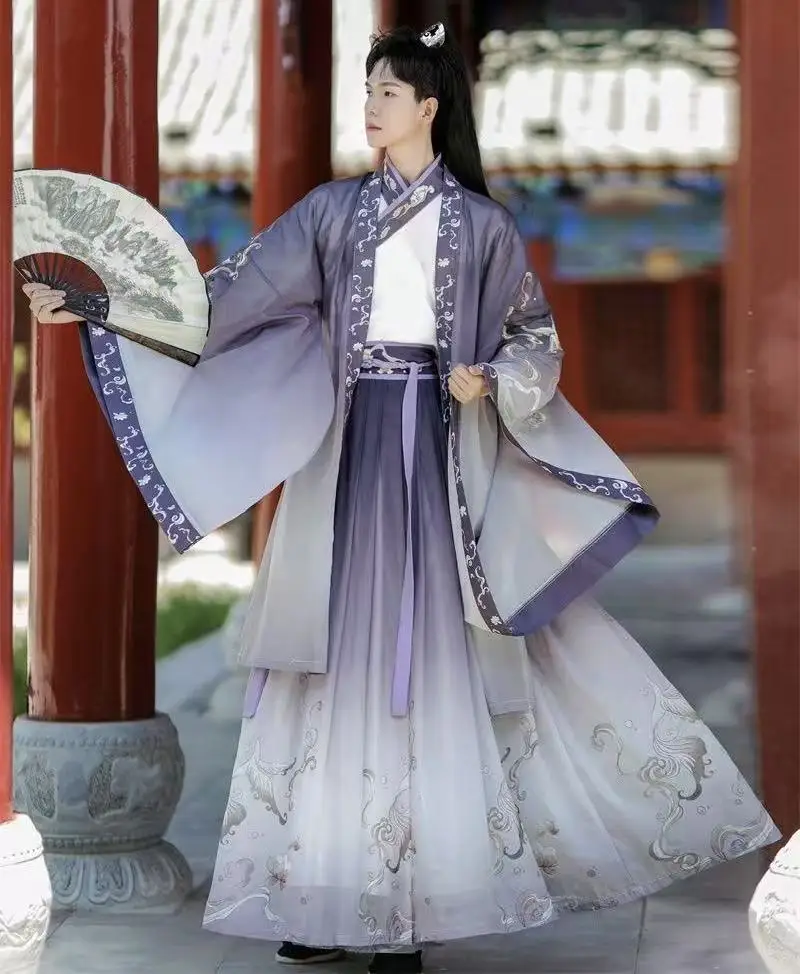 

Классический костюм ханьфу с цветочной вышивкой и облаками для мужчин и женщин, традиционный костюм Вацзинь, винтажный сценический костюм для косплея, халат, одежда