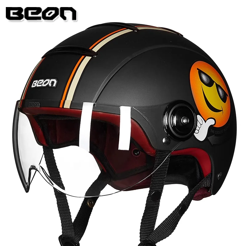 BEON Men Women Summer Vintage Motorcycle Motorbike Half Face Helmet Retro Casco Helmets B105