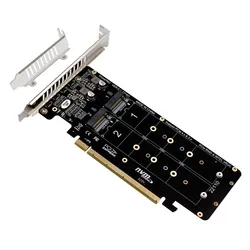 PCI Express 4.0 X16 to 4 Port NVME RAID Card Adapter M KEY NVME PCI-E Split Card 32Gbps Support 2230 2242 2260 2280 M.2 NVME SSD