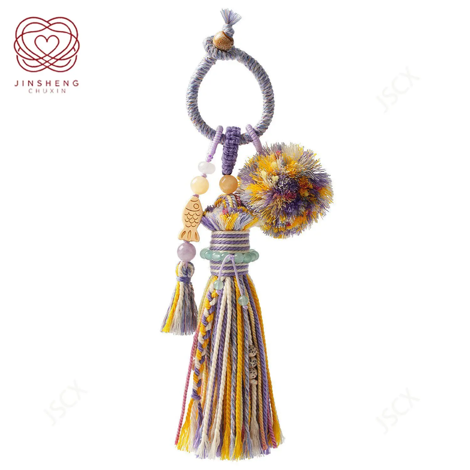 Colgante tibetano para bolso, bola de pelo tejida a mano, nueva tendencia china de alto valor, estilo nacional, colgante para coche con flecos.