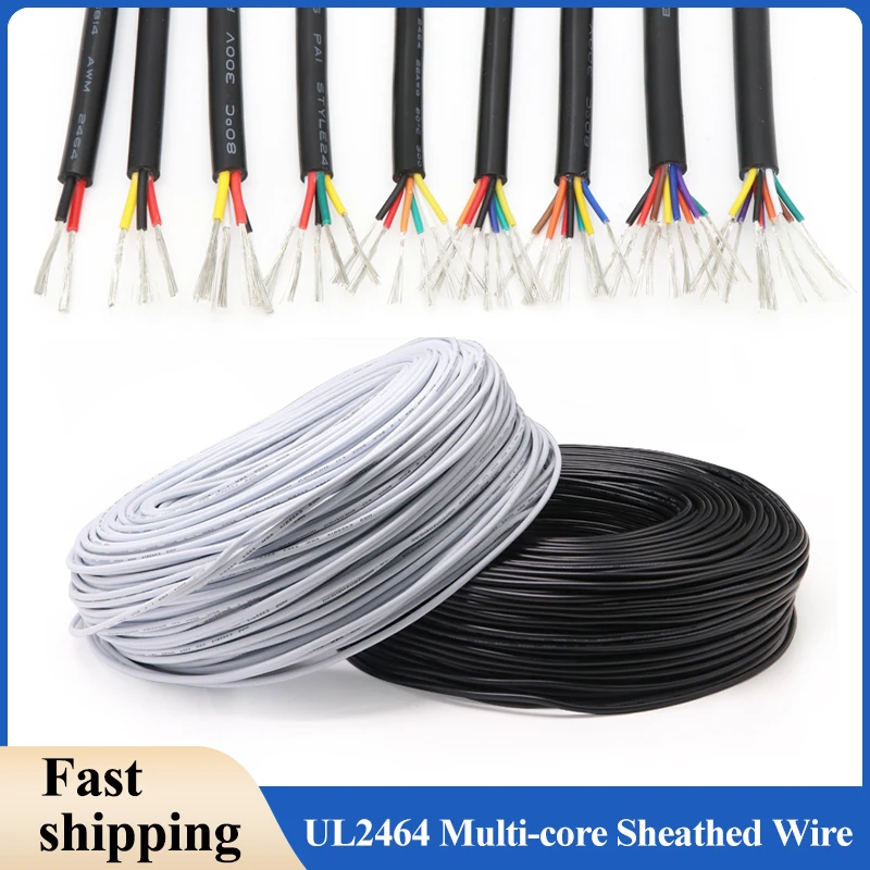 1m UL2464 Copper Wire 30 28 26 24 22 20 18 16 14AWG PVC Channel Sheath 2 3 4 5 6 7 8 9 10 Cores Insulation Signal Control Cable