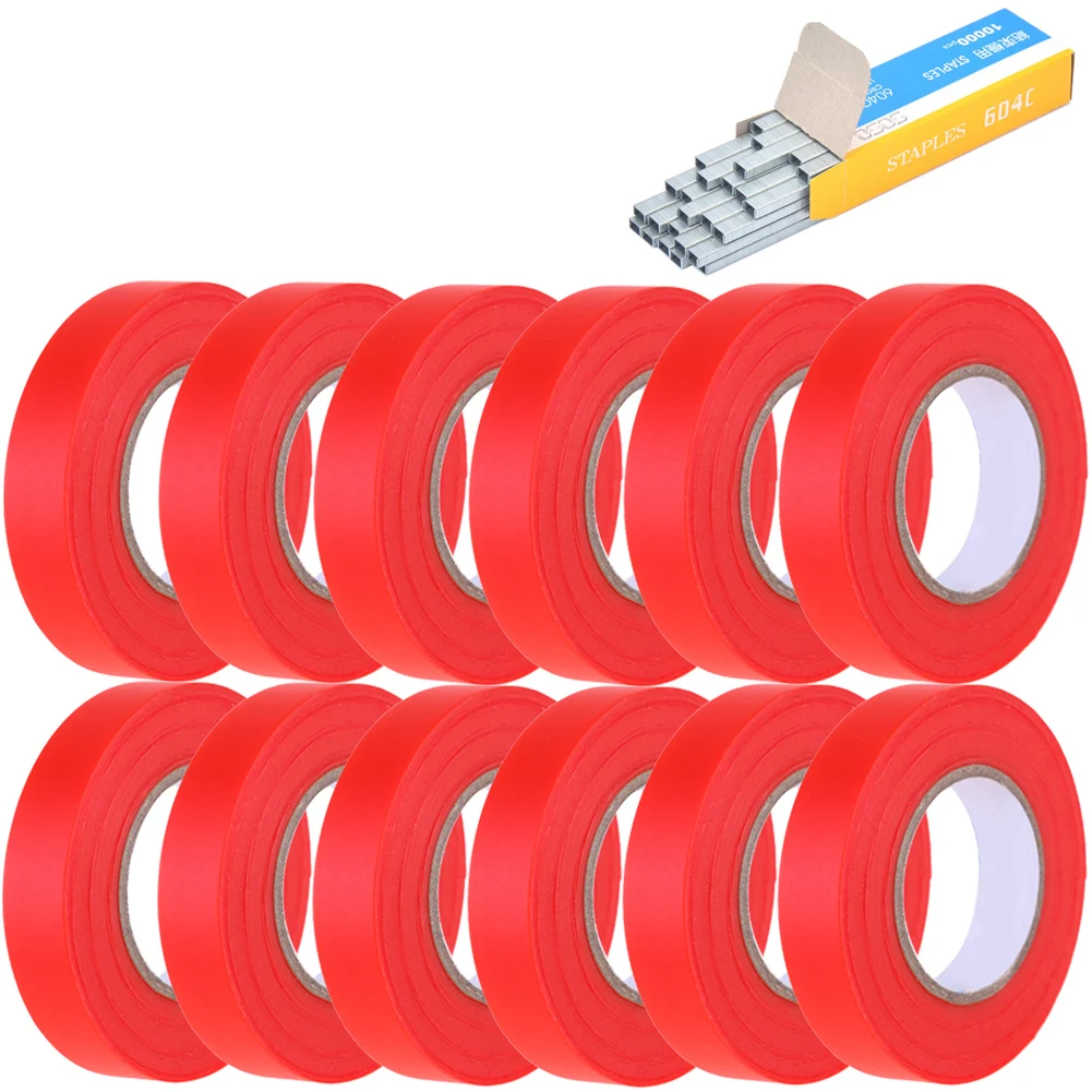 12/20pcs Plant Branch Tie Tape with 1 Box Staple Plastic Garden Tape Plant Tying Machine Tape Tool for Garden Plant Vine Tie