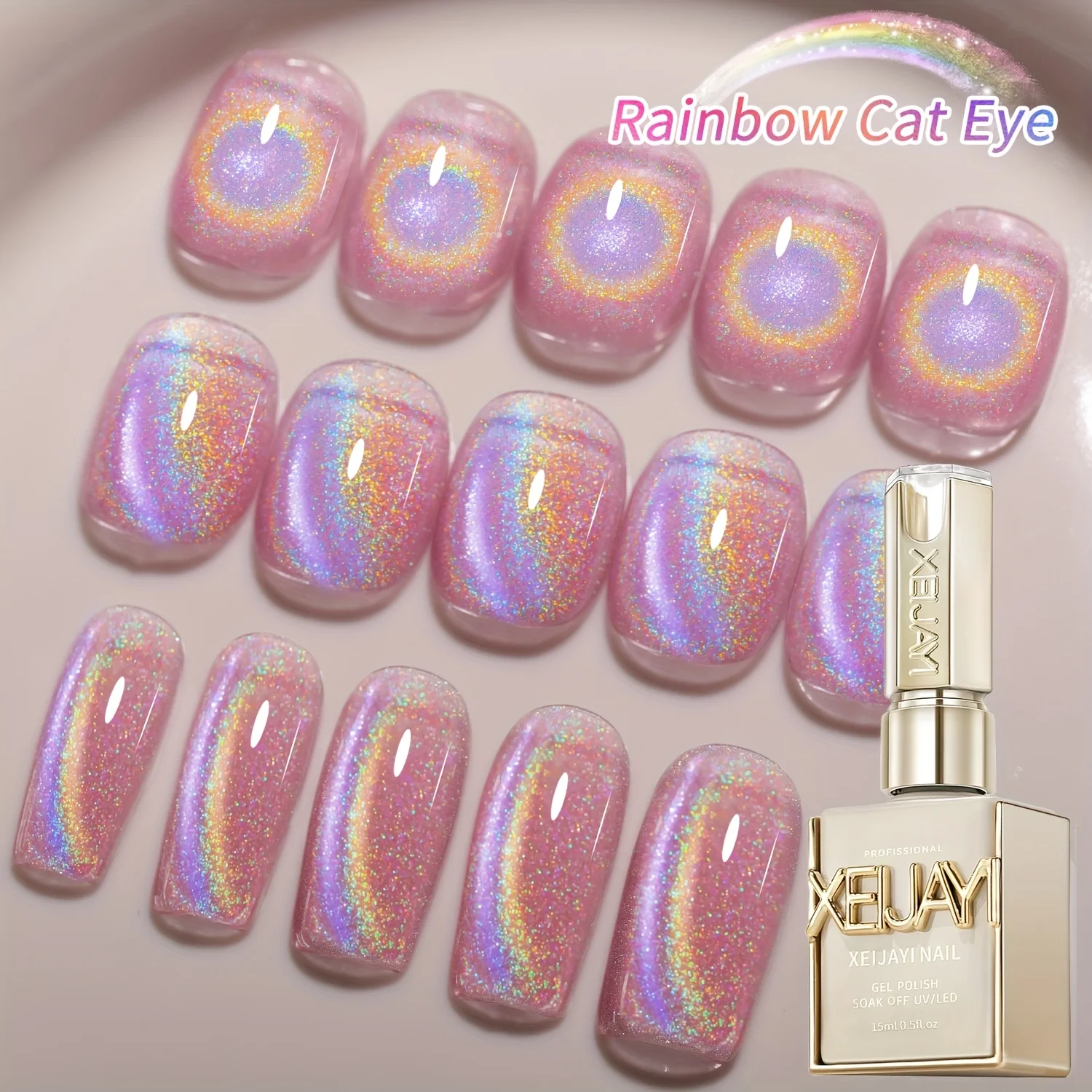 15 ml tęczowego lakieru do paznokci w żelu Cat's Eye, utwardzanie UV LED, długotrwały, szybkoschnący żel do zdobienia paznokci - idealny prezent dla kobiet na wiosnę