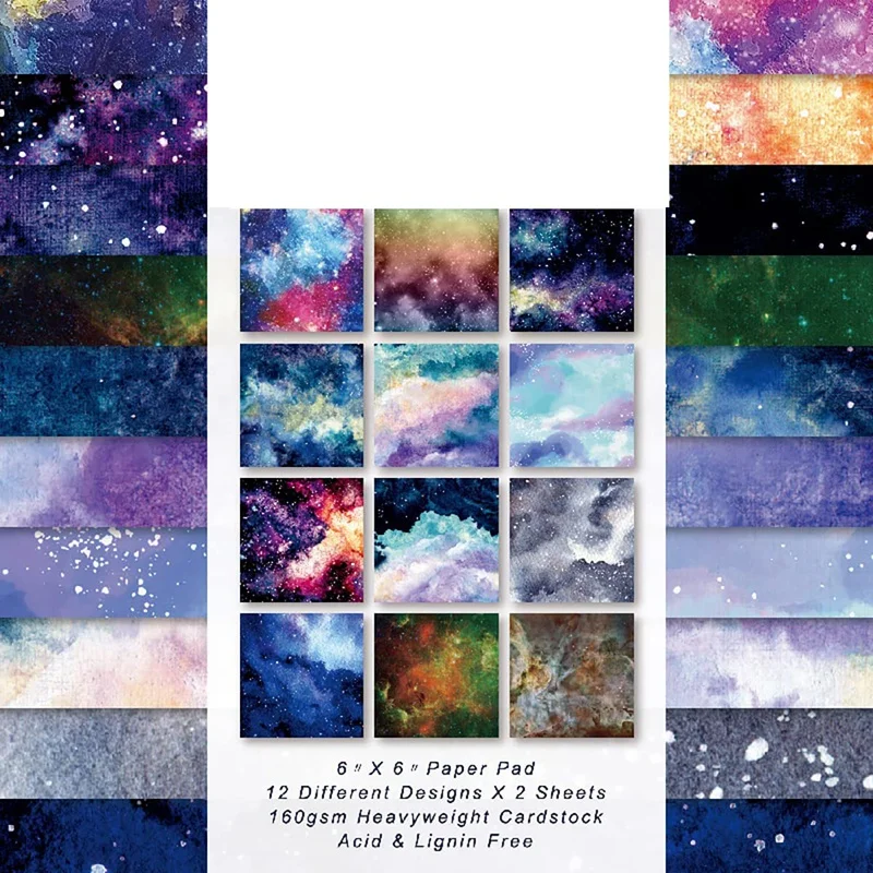 Colorido Mixed Scrapbook Paper Pad, 24 folhas, 6 "x 6"