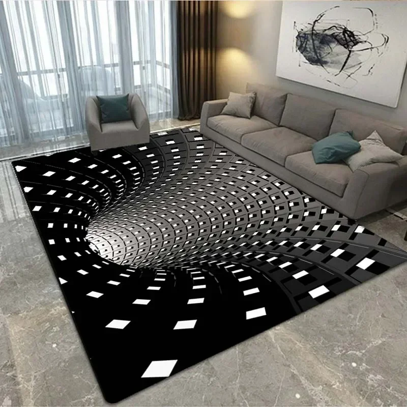 

3D Vortex Illusion Carpet Entrance Door Floor Mat Abstract Geometric Optical Doormat Non-slip Floor Mat Living Room Decor Rug