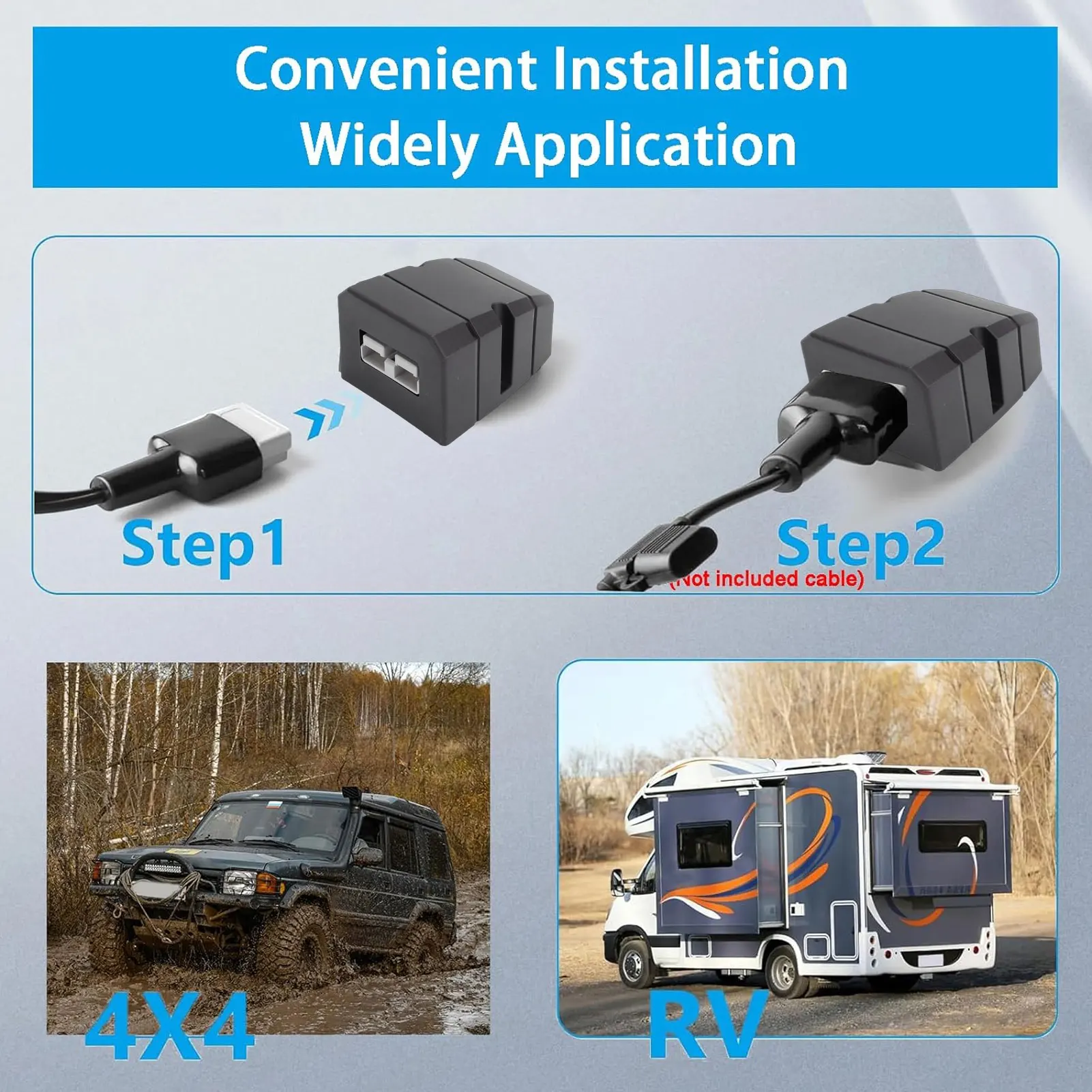 50A Plug Mounting Panel Fit for Anderson SB50 Series Connector Battery Quick Connect Disconnect Plug for Winch Trailer Traction