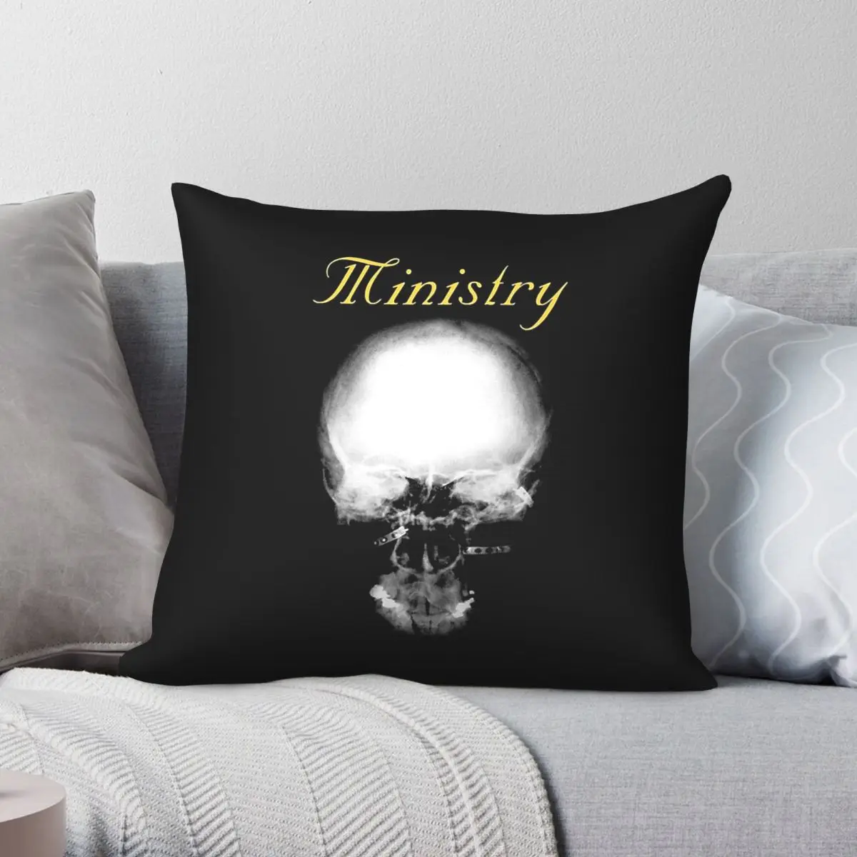 

Ministry Industrial Metal Band Square Pillowcase Polyester Linen Velvet Printed Decorative Throw Pillow Case Bed Cushion Cover