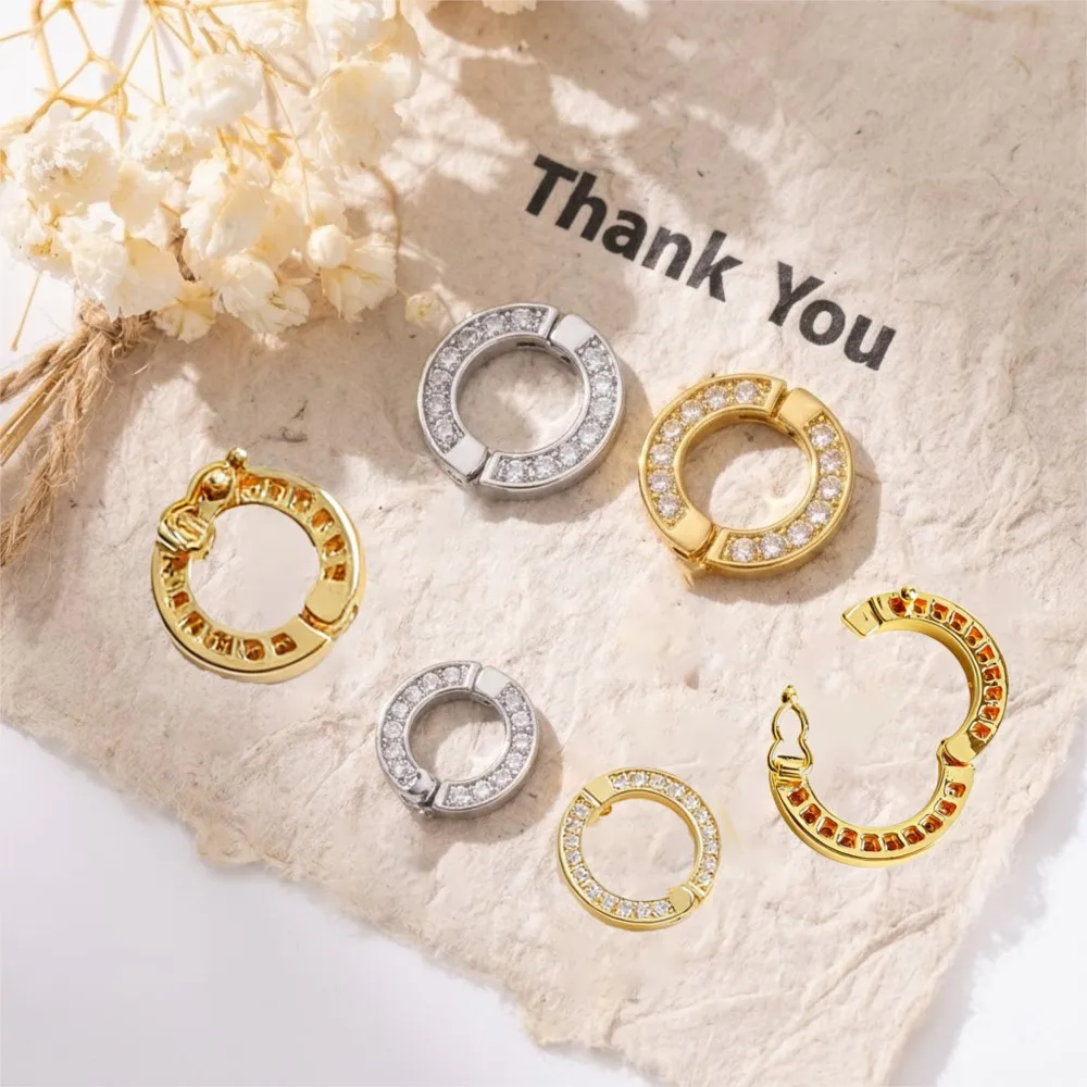 2pcs O Rings Hooks Clip Buckle With Zircon Keyrings Connector For DIY Bracelets Necklaces Jewelry Making Supplies Accessories