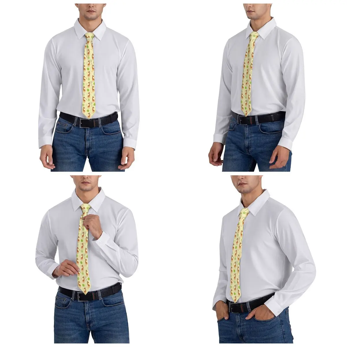 Corbata de jirafa con hojas tropicales para hombre y mujer, corbata de cuello ancho de 8 cm de poliéster a la moda, accesorios para Cosplay