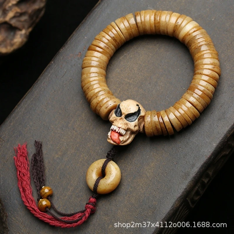Tibetan-style camel bone bracelet, single-loop ethnic-style hand-held accessory, vintage carved jewelry for men and women