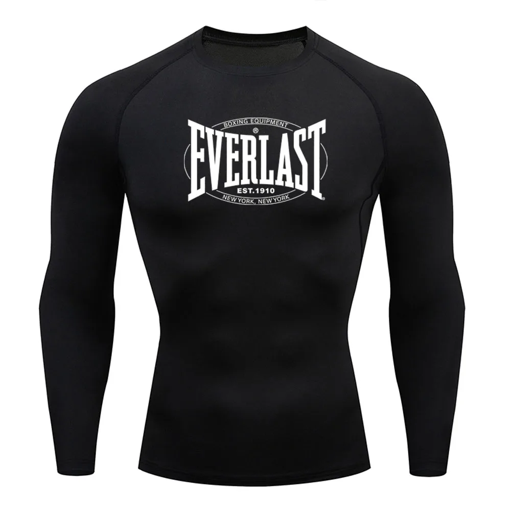EVERLAST BOXING New Men's Running Compression T-Shirt Short Sleeve Gym Workout Shirts Jogging Sportswear Sweatshirts Printed