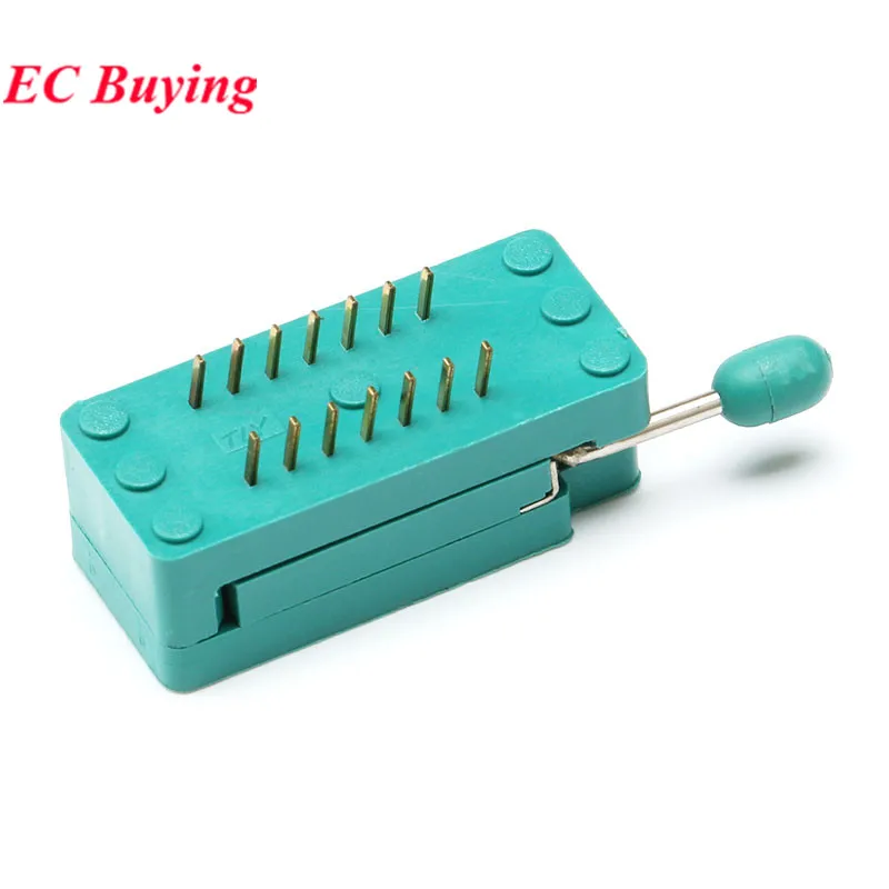 IC Sockets Lock Seat 14 16 18 20 24 28 32 40 Pin Wide/Narrow 2.54 MM Green DIP Universal ZIF Test Solder Type 14P/16P/18P/20P