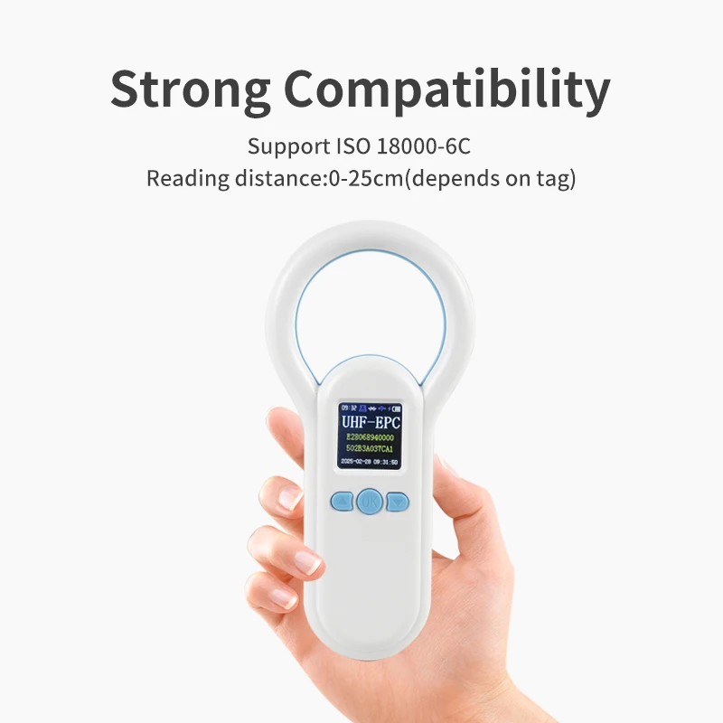 Ręczny czytnik UHF Przenośny skaner tagów RFID 2,4G z wyjściem USB BT Obsługuje system Android Windows