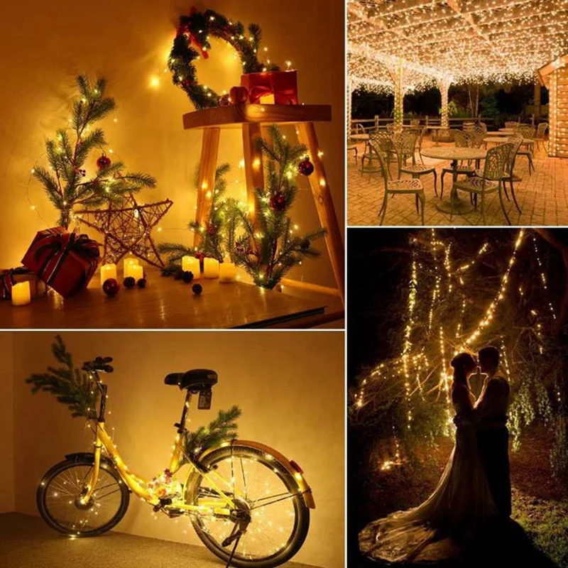 Luces LED de hadas con batería, luces parpadeantes de alambre de cobre para decoración de dormitorio de boda