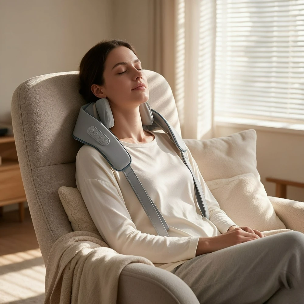 Upgraded Hands Free Cordless Neck Shoulder Massage Shawl 3D Kneading Trapezius Cervical Massager for Back Leg Waist Relax