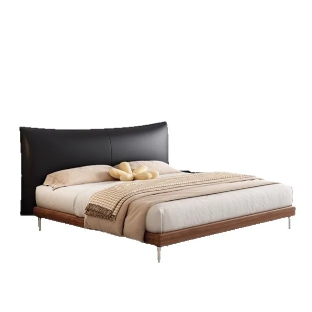 

Italian minimalist home master bedroom bed modern minimalist wedding bed double bed bedroom leather