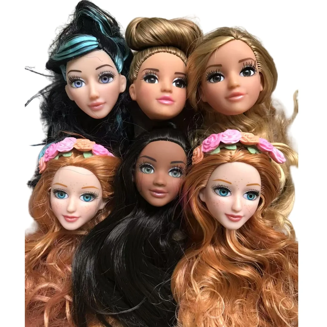 Cabezas de muñeca con gafas y pestañas reales, piel blanca, color Beige, marrón, 25CM, cuerpo MC2, piezas de cabeza compatibles para figuras de muñecas, 1/6