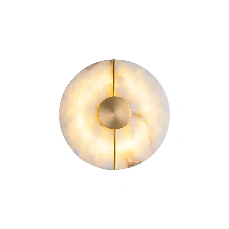 

Nordic Modern Creative Marble Wall Lamp for Living Room Gold Copper Home Indoor Decoration LED Sconce Bedroom Bedside Round