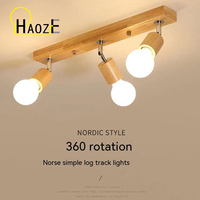 Wooden Spotlights Surface Mounted Household LED Rotating Ceiling Light Living Room Background Wall Lamp Track Lighting For Home