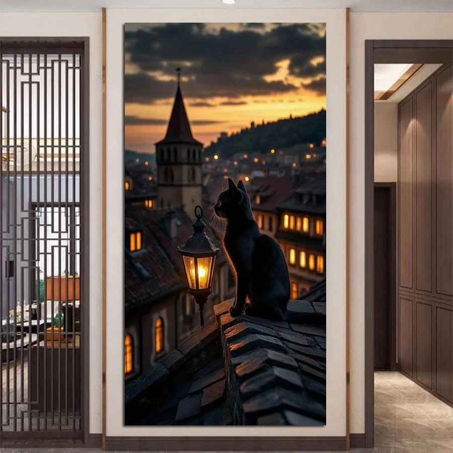 

Ночной кот, большой размер, наборы для рисования «сделай сам», алмазная живопись, новая коллекция, животные, полная дрель, мозаика, вышивка, фотографии, Настенный декор