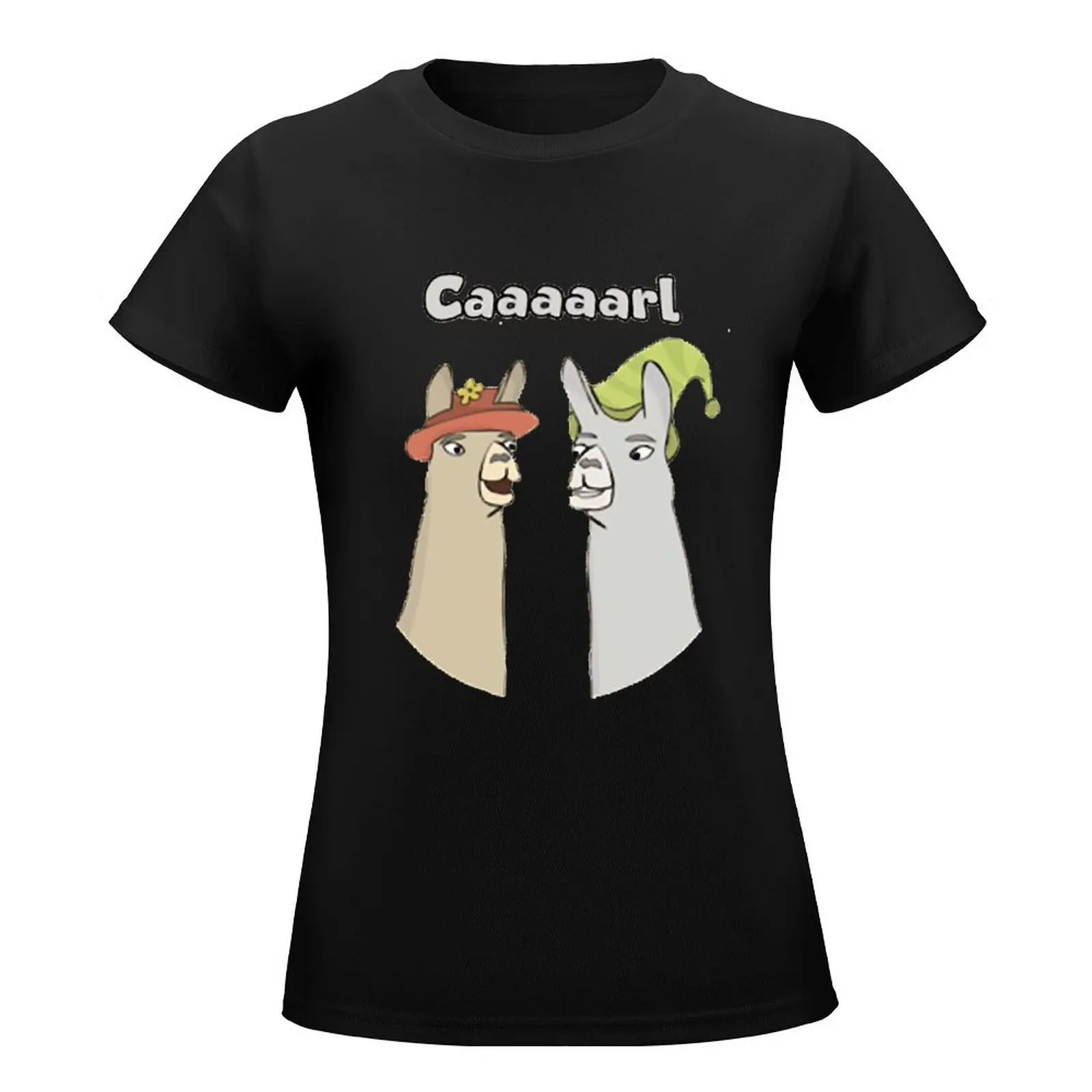 Llamas with hats caaaarl T-Shirt sublime Short sleeve tee anime clothes animal print shirt for girls Women's tops