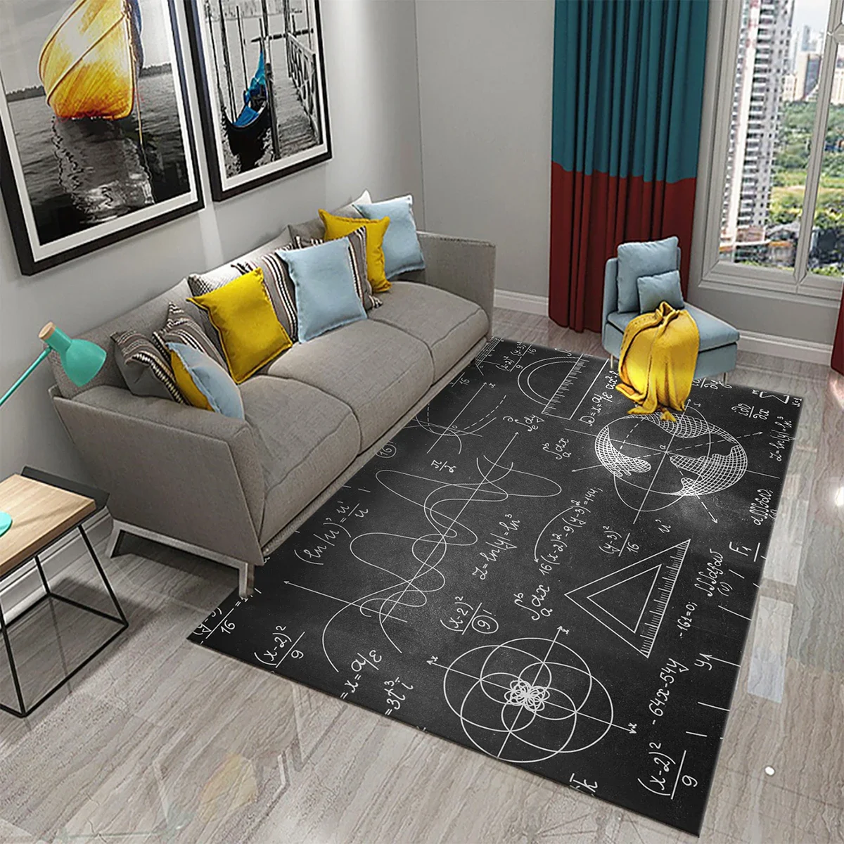 3D Mathematical Formula Carpet Creative Design Math Formula Mat Non Slip Floor Bathroom Kids Bedroom Door Rug Educational Carpet