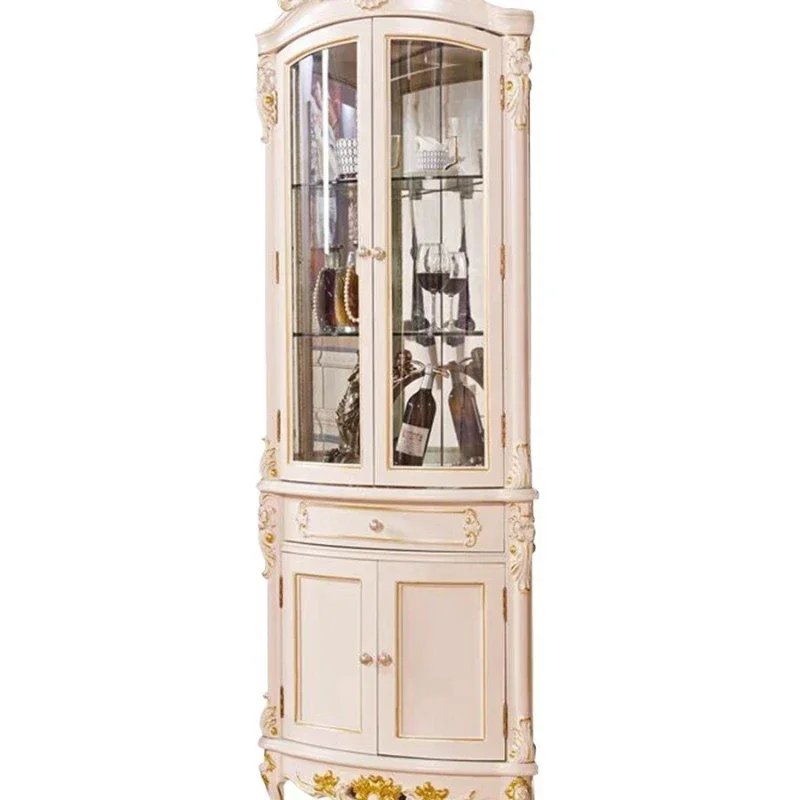 Solid wood wine cabinet dining side  integrated living room corner  corner triangle