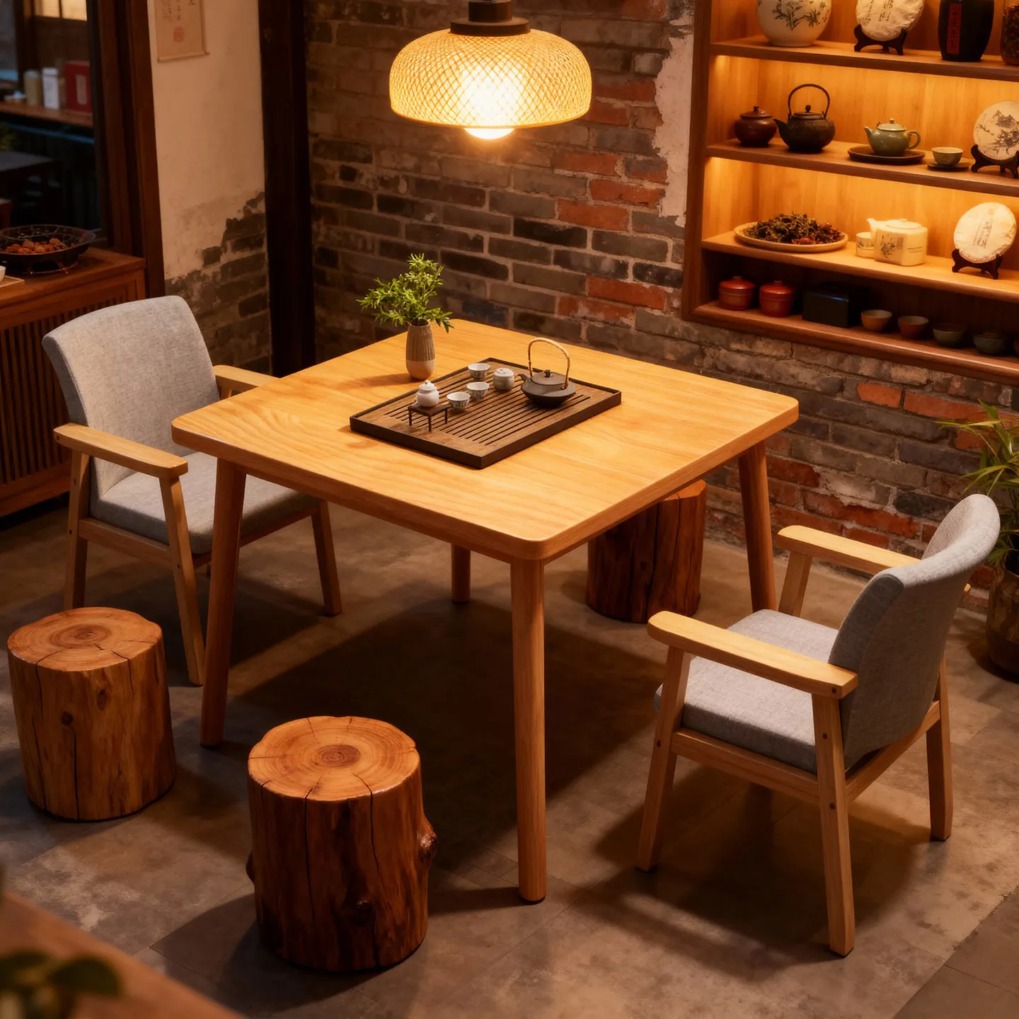 Coffee table square small tea table tea room negotiation chat casual making tea table balcony  chair combination