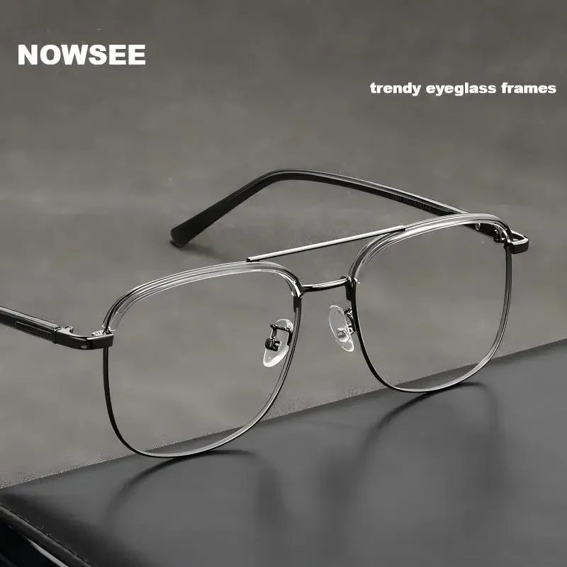 

NOWSEE Trendy Large-frame Double Bridge Business Anti-blue Light Reading Glasses, Customized Prescription Glasses For Men