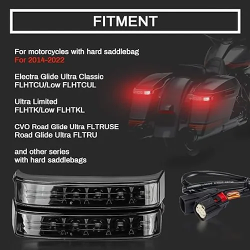 Imagen 2 del producto Alforja de Moto, carcasa trasera, luz de giro de freno para Harley Touring Street Road Glide CVO Electra Ultra 2014-2022, lámpara LED Len