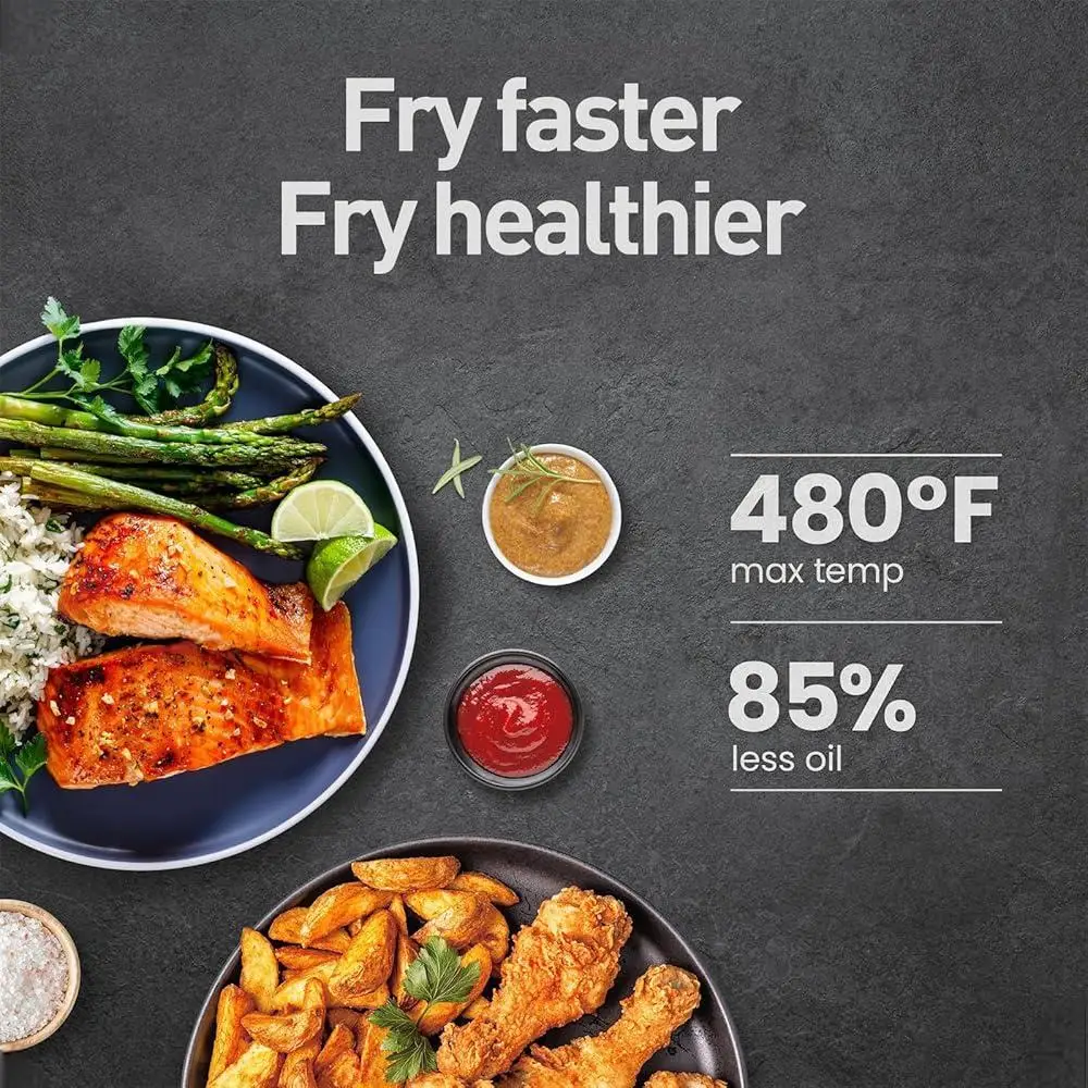 Torradeira de convecção 8 em 1, forno, fritadeira de ar, grelha, grelha a vapor, cozinha saudável, utensílios de cozinha com acessórios