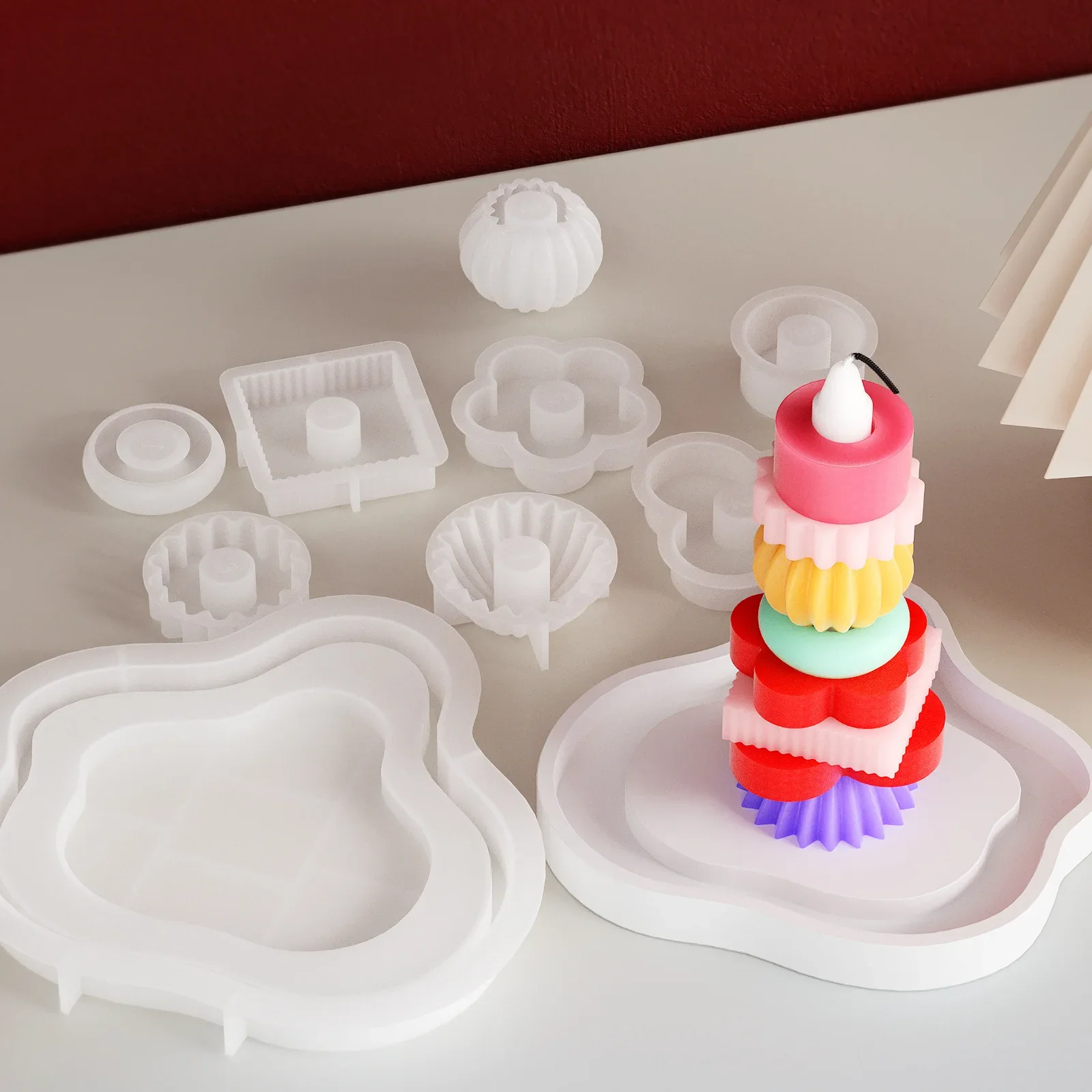 DIY Stackable Layered Silicone Mold for Soy Wax Soap DIY Scented Candle Making Aromatherapy Wax Plaster Epoxy Soap Home Decor