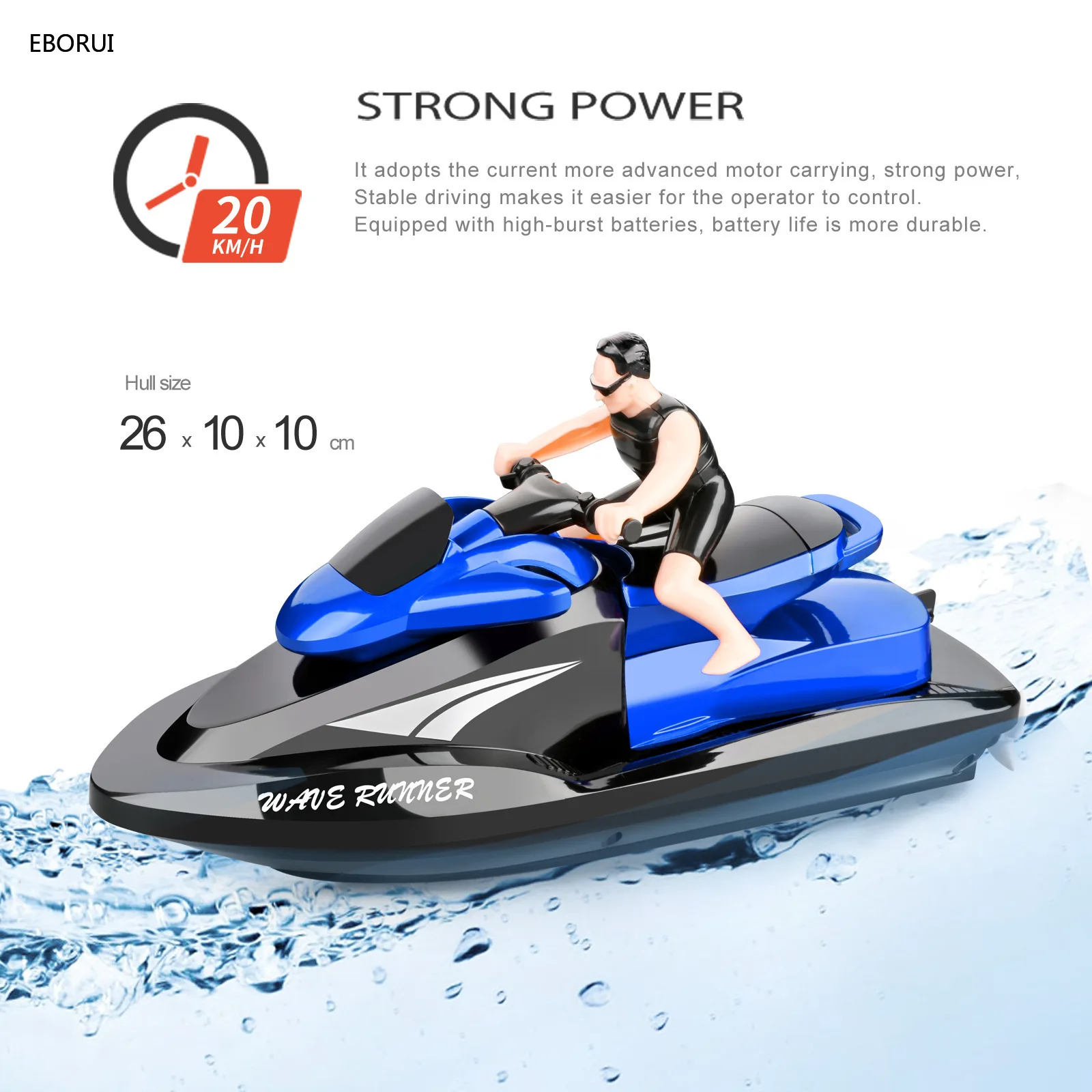 EBORUI 809 RC Motorboat 2.4Ghz RC Boat High Speed Remote Control Boat for Pools Lakes Waterproof Toy for Kids Boys and Girls