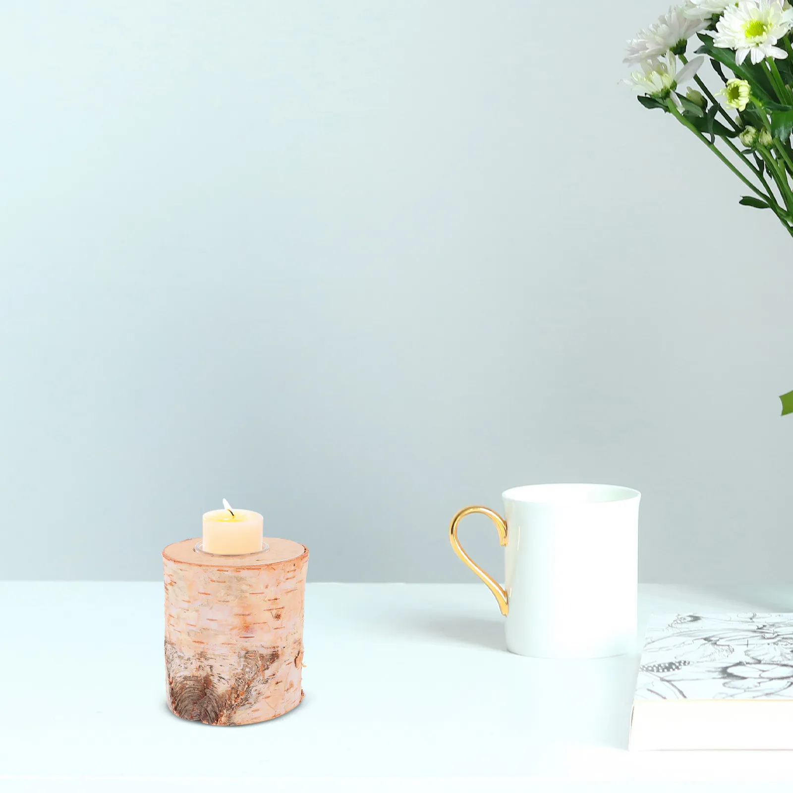 Rustic Wood Log Holder Stand Natural Tree Stump Design for Pillar Candles Tealights Votive Farmhouse Home Decor Dining