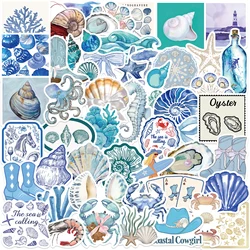 50PCS The Coastal Girl Stickers Skateboard Notebook Luggage Phone Car Sticker Toy Kawaii Cartoon Shell Crab Shrimp Decals